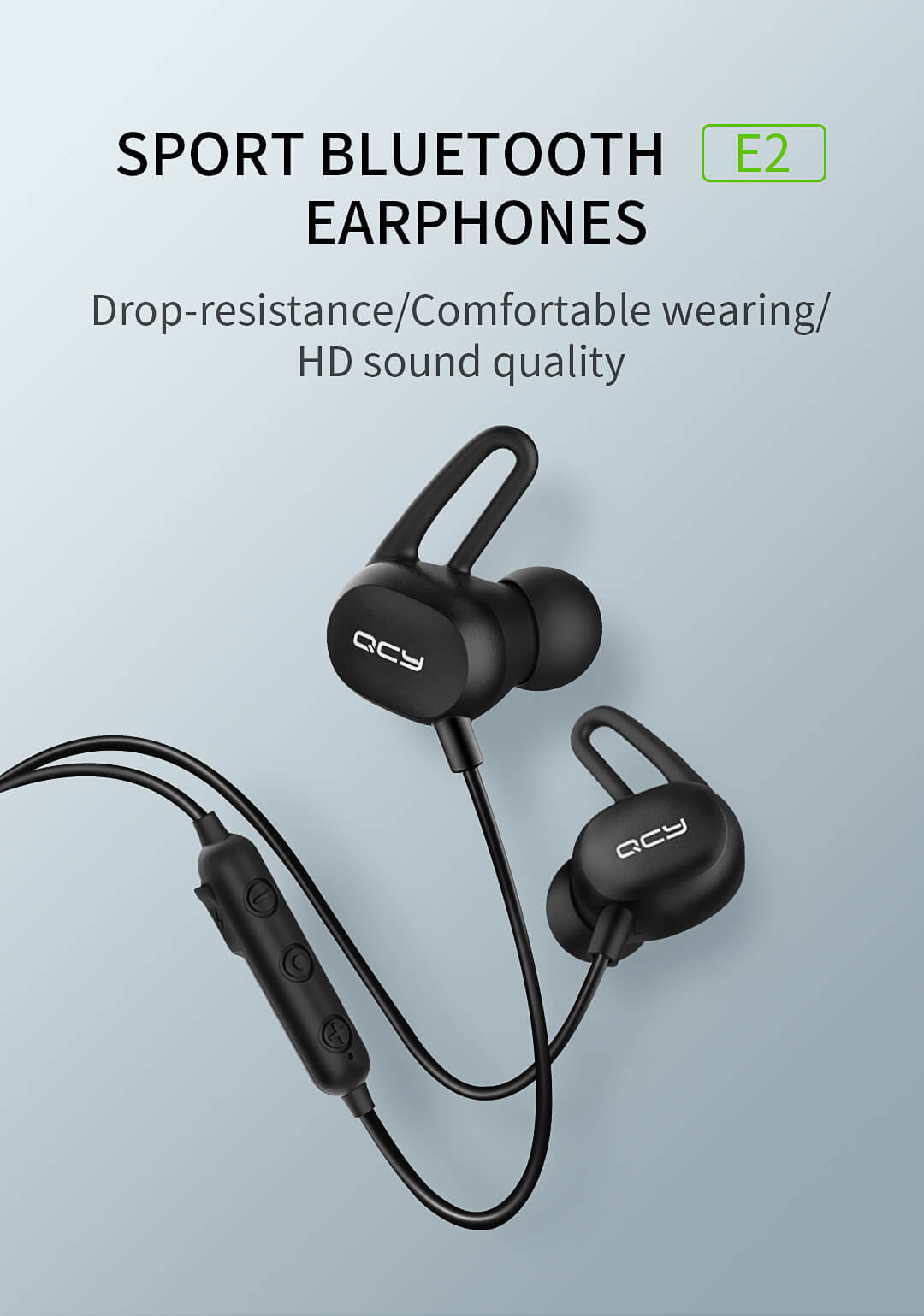 qcy e2 bluebooth earphones